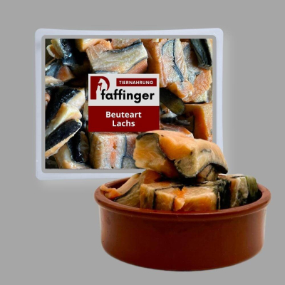 v BARF Lachs in Würfel 1 kg